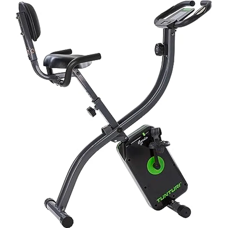 Tunturi Cardio Fit B25 X Bike Heimtrainer Fahrrad klappbar/Fitnessfahrrad/Hometrainer Fahrrad Trainer mit Rückenlehne +Tablethalterung und LCD-Bildschirmanzeige - Schwarz