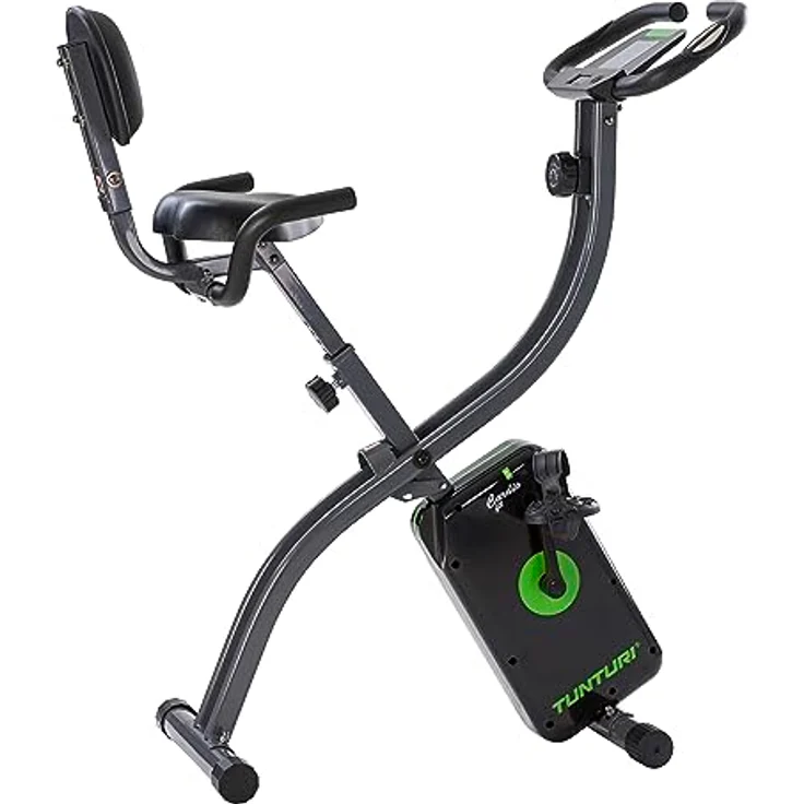 Tunturi Cardio Fit B25 X Bike Heimtrainer Fahrrad klappbar/Fitnessfahrrad/Hometrainer Fahrrad Trainer mit Rückenlehne +Tablethalterung und LCD-Bildschirmanzeige - Schwarz – Bild 1