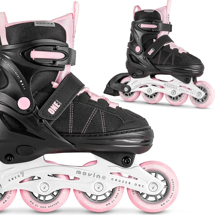 MOVINO Cruzer One Kinder Fitness Inline-skates, verstellbar 34-37, dreifaches Verschlusssystem, 72 mm PU-Rollen, integrierte Bremse