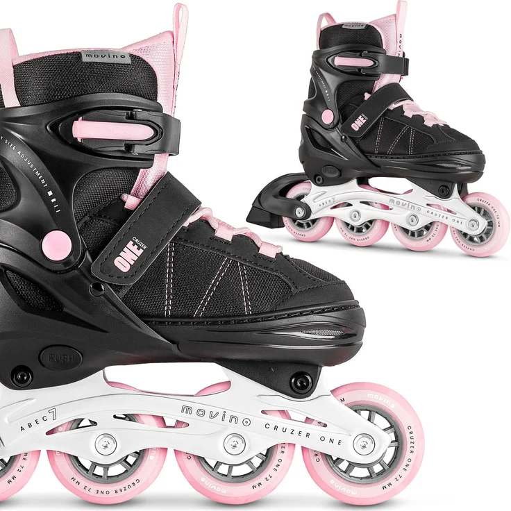 MOVINO Cruzer One Kinder Fitness Inline-skates, verstellbar 34-37, dreifaches Verschlusssystem, 72 mm PU-Rollen, integrierte Bremse
