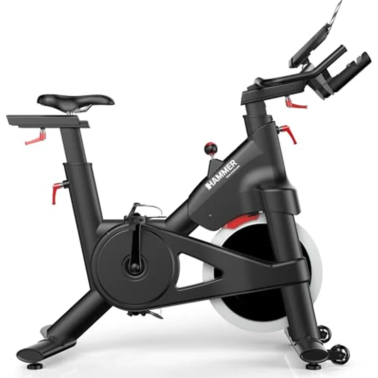 HAMMER Speedbike Speed PRO, Indoor Cycle Heimtrainer mit 22 kg Schwungmasse, Bluetooth, kompatibel mit Kinomap & Zwift, stabil bis 150 kg