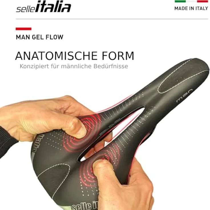 Selle Italia Man Gel Flow Fahrradsattel, anatomische Form und Shock Absorber System, schwarz, L2 – Bild 5