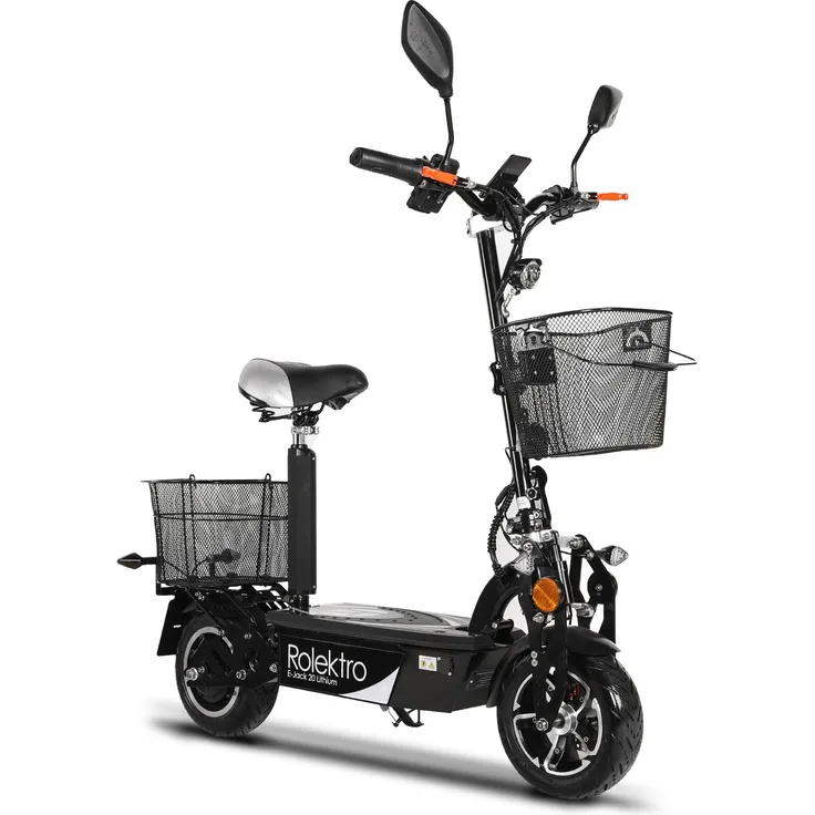 Rolektro E-Jack 20 Lithium, faltbarer E-Scooter mit 36V-20Ah Akku, 500 Watt, schwarz, Reichweite bis zu 45 km