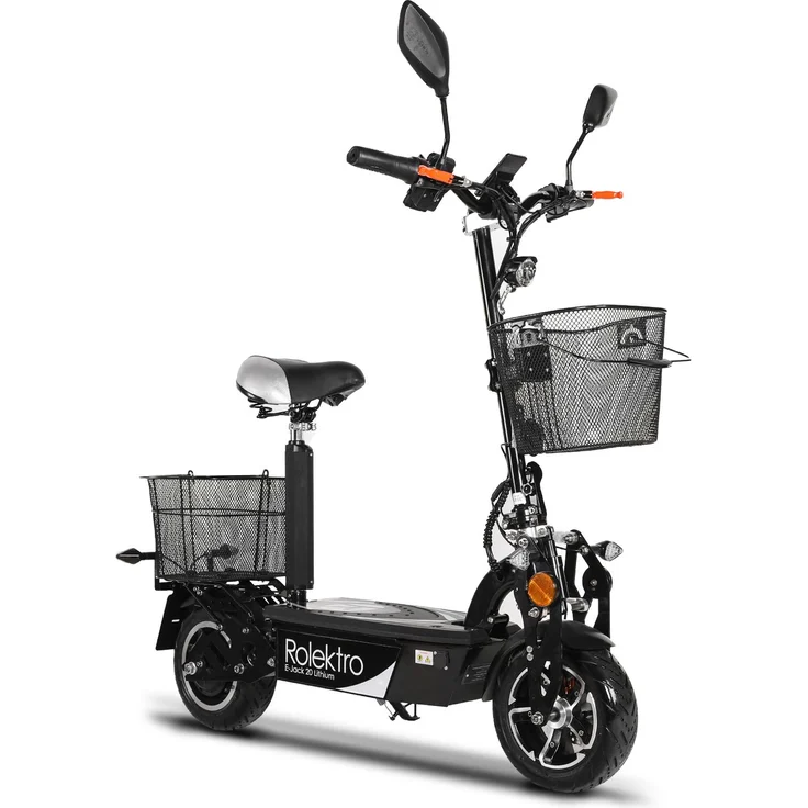 Rolektro E-Jack 20 Lithium, faltbarer E-Scooter mit 36V-20Ah Akku, 500 Watt, schwarz, Reichweite bis zu 45 km