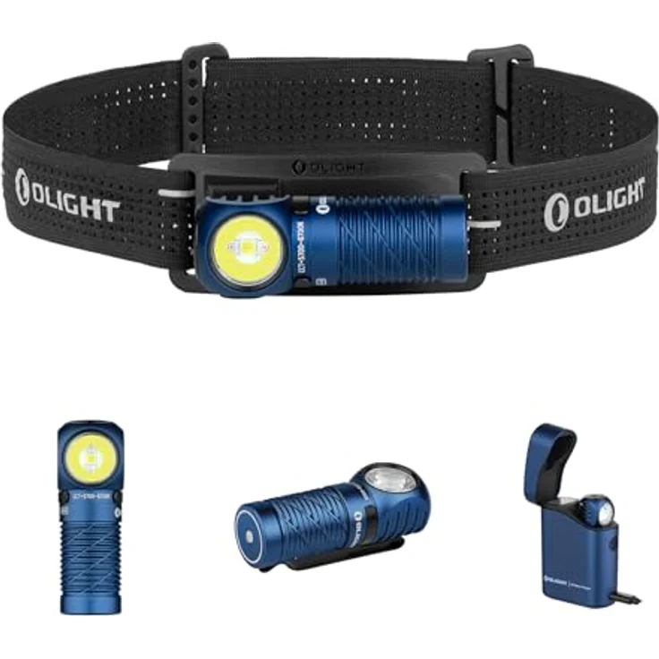 OLIGHT Perun 3 Mini Kit, Wiederaufladbare LED Stirnlampe mit 1250 Lumen, 155 m Reichweite, wasserdicht, blau – Bild 1