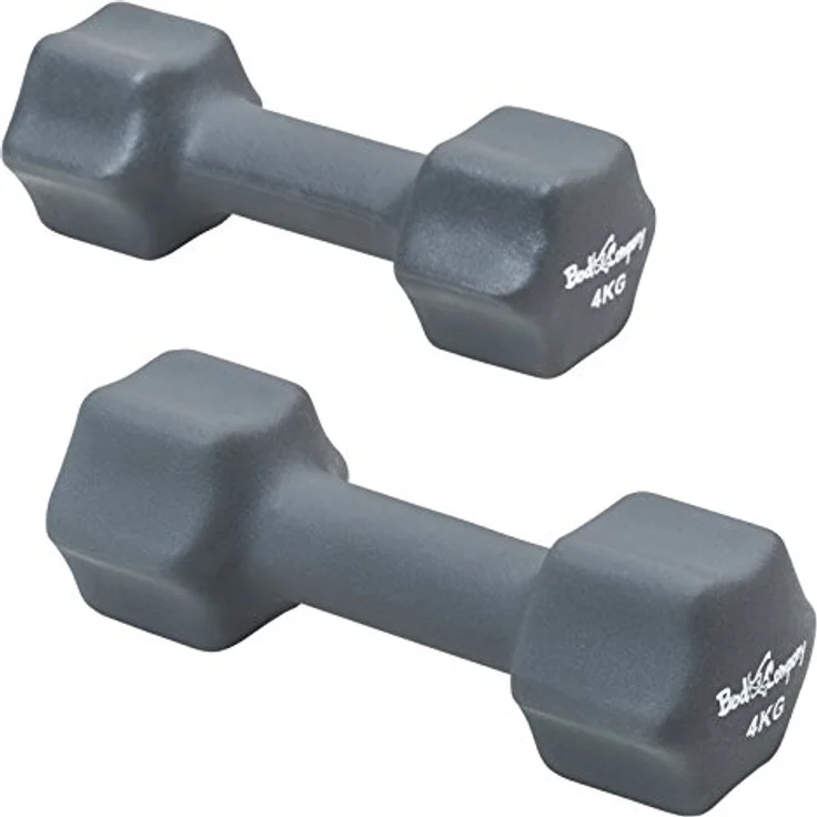 Bad Company Neopren Hanteln 2 x 4 kg grau - Kleine Hantel gummiert für Fitness Gymnastik Aerobic Zuhause - Home Gym Kurzhanteln für Frauen Männer - Dumbbells 4kg – Bild 4