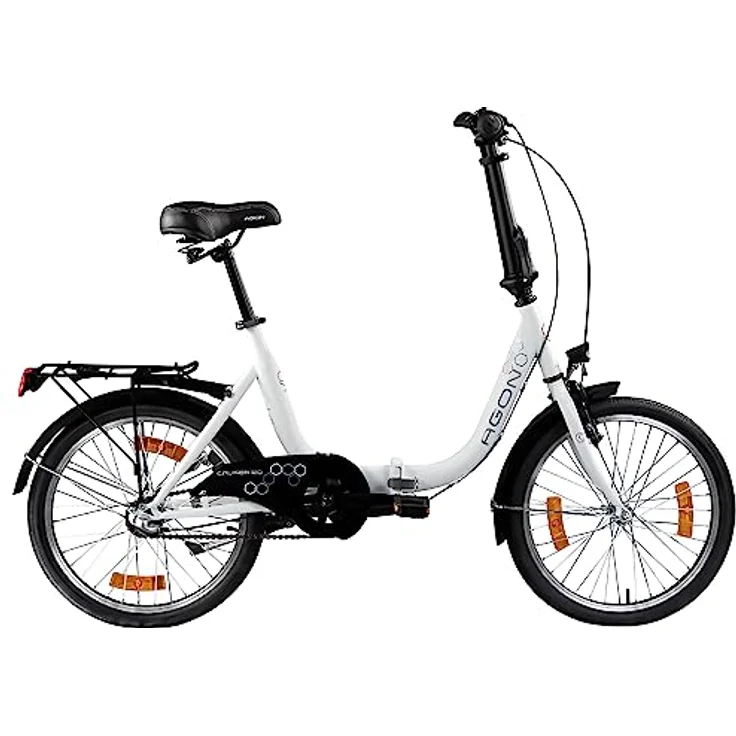 Agon Faltrad Cruiser 20 Zoll, Klapprad mit 3-Gang Nabenschaltung und verstellbarem Sattel, weiß – Bild 2