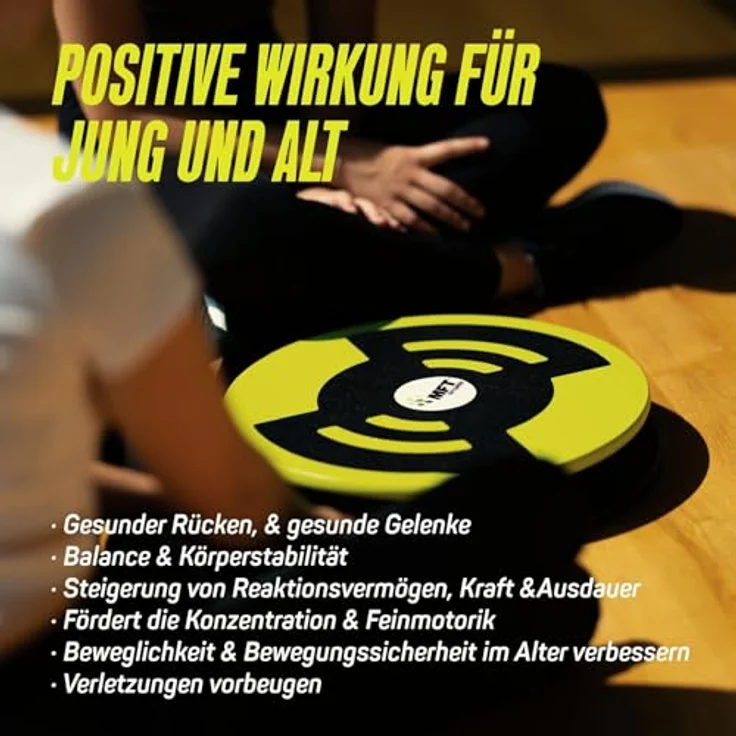 MFT Bodyteamwork MFT Challenge Disc Classic (Nature), Balancegerät zur Verbesserung von Gleichgewicht, Stabilität und Koordination, aus hochwertigem Holz mit rutschfestem Belag, bis 120 kg Belastbarkeit – Bild 5