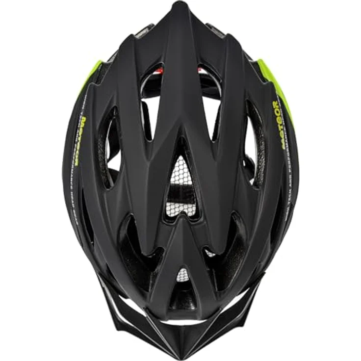 Meteor Drizzle Fahrradhelm, MTB Rollerhelm für Herren, Damen und Kinder, L 58-61 cm, schwarz/neongrün – Bild 3