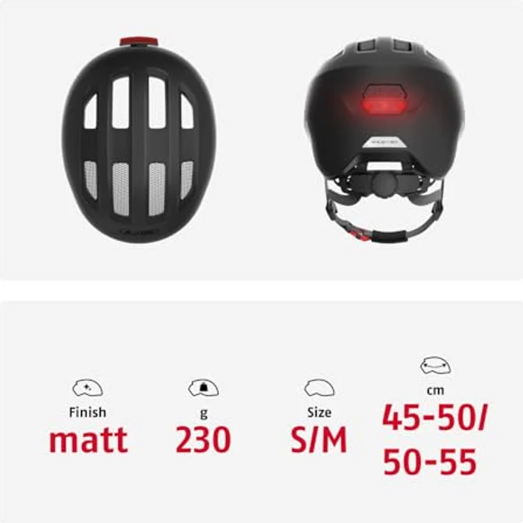 ABUS Smiley 3.0 ACE LED, Kinder Fahrradhelm mit Licht, tiefe Passform, Platz für Zopf, Schwarz, Größe S – Bild 5