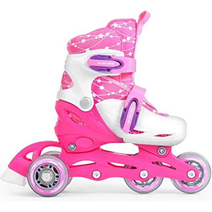 SMJ 2in1 Inliner Rollschuhe für Mädchen, verstellbar mit Schutzausrüstung und Helm, rosa, Gr. 26-29 – Bild 2