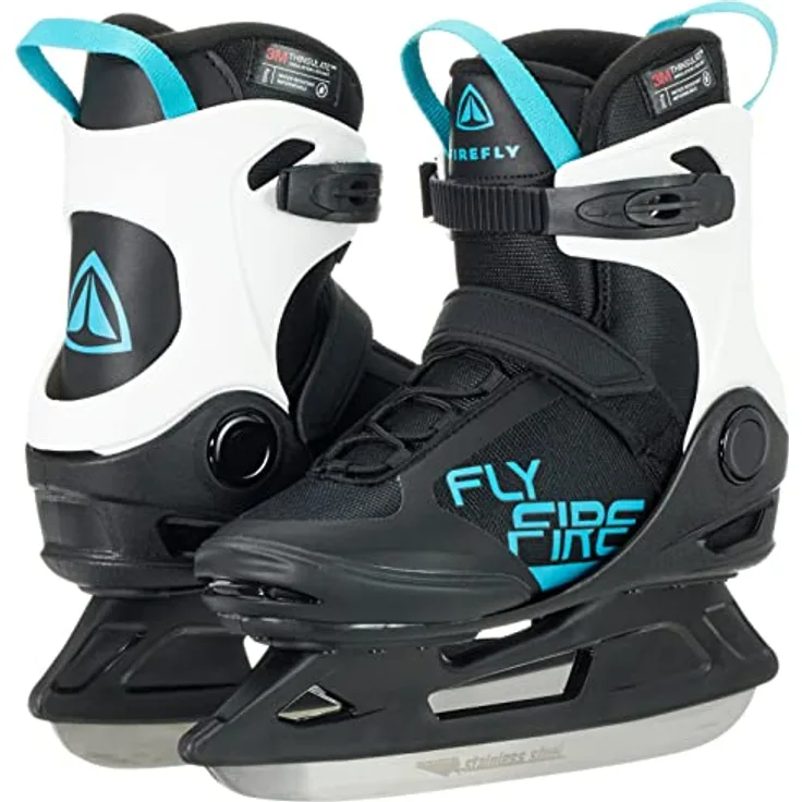 Firefly Damen Phoenix III Eishockeyschuhe, Black/White/Blue, wasserabweisend mit THINSULATE-Isolierung und optimalem Tragekomfort, Größe 38