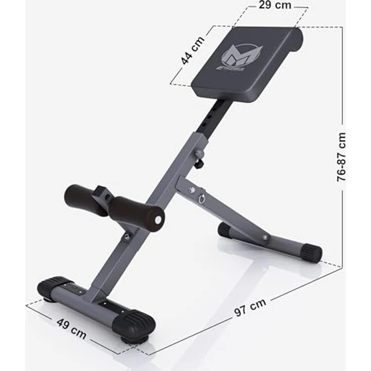 GYRONETICS® Hyperextension Rückentrainer - Klappbar, Höhenverstellbar, bis 120 kg, mit Gepolsterter Beinfixierung, Schwarz - Bauchtrainer, Römischer Stuhl, Rückenstrecker – Bild 2