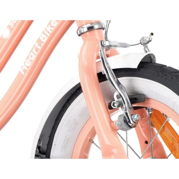 Sun Baby Kinderfahrrad Heart Bike, 12 Zoll mit Zusatzrädern und Schubstange, Aprikose – Bild 3
