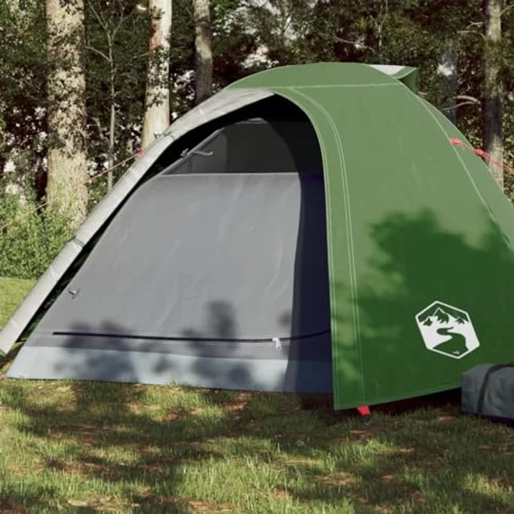 vidaXL Kuppelzelt für 4 Personen, Wasserdichtes Campingzelt mit Abnehmbarem Überzelt und Insektenschutz, Leicht Tragbar, Grün – Bild 2