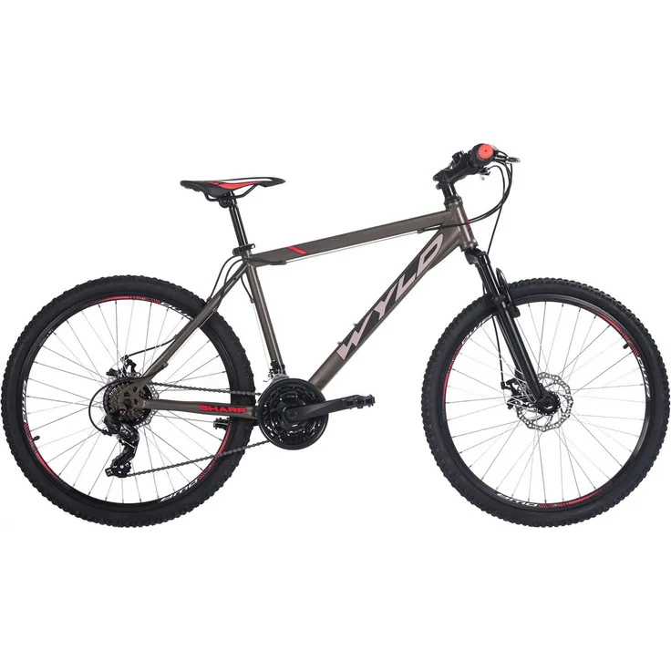 WYLD Hardtail Mountainbike SHARP 3.0, 26'' in Anthrazit-Rot, 21 Gänge mit Shimano Tourney Kettenschaltung und Scheibenbremsen