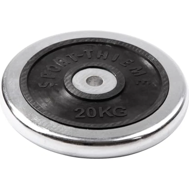 Sport-Thieme Chromhantelscheibe 5kg, 10kg, 15kg oder 20kg | Gusseisen, verchromt mit schwarzer Gummi-Einlage, Ø 30 mm, langlebig und leicht zu reinigen für den Heimgebrauch – Bild 2