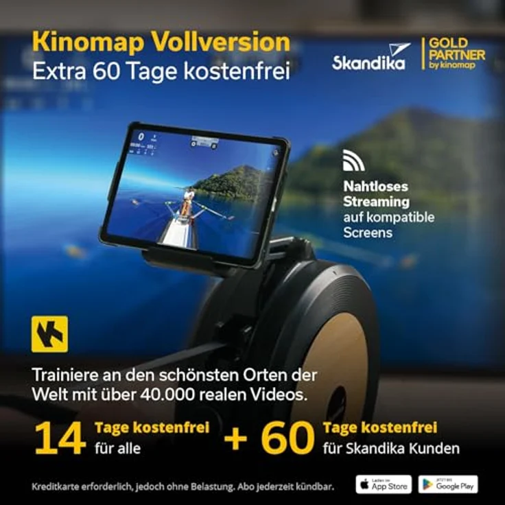 Skandika selbstgenerierendes Rudergerät Njord P6-G | 32 elektrische Widerstandsstufen, Kinomap App kompatibel, für zuhause – Bild 5