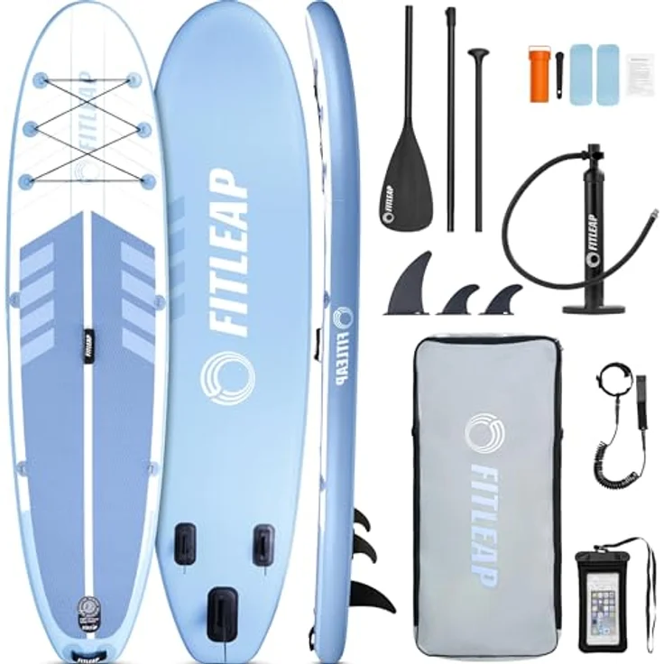 Fitleap Premium Stand Up Paddle Board aufblasbar, SUP Set mit Hochdruckpumpe, verstellbarem Paddel und Rucksack - Ideal für Yoga, Surfen und Wassersport – Bild 1