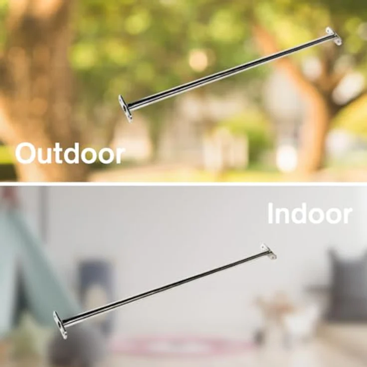 h2i Turnstange für Kinder | Reckstange aus Edelstahl | für Garten & Kinderzimmer | Klimmzugstange Outdoor & Indoor | Stange zum Turnen in Edelstahl-Optik | Länge 90 cm – Bild 4