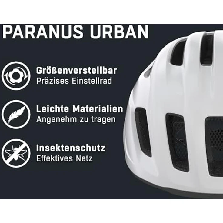 ALPINA Paranus Urban, Trekking-Fahrradhelm mit LED-Rücklicht und Flynet, weiß – Bild 2