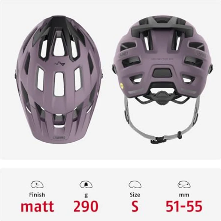 ABUS MTB-Helm Moventor 2.0 MIPS, leichter All-Mountain-Helm mit optimaler Belüftung und tiefem Sitz, lila, Größe S – Bild 3