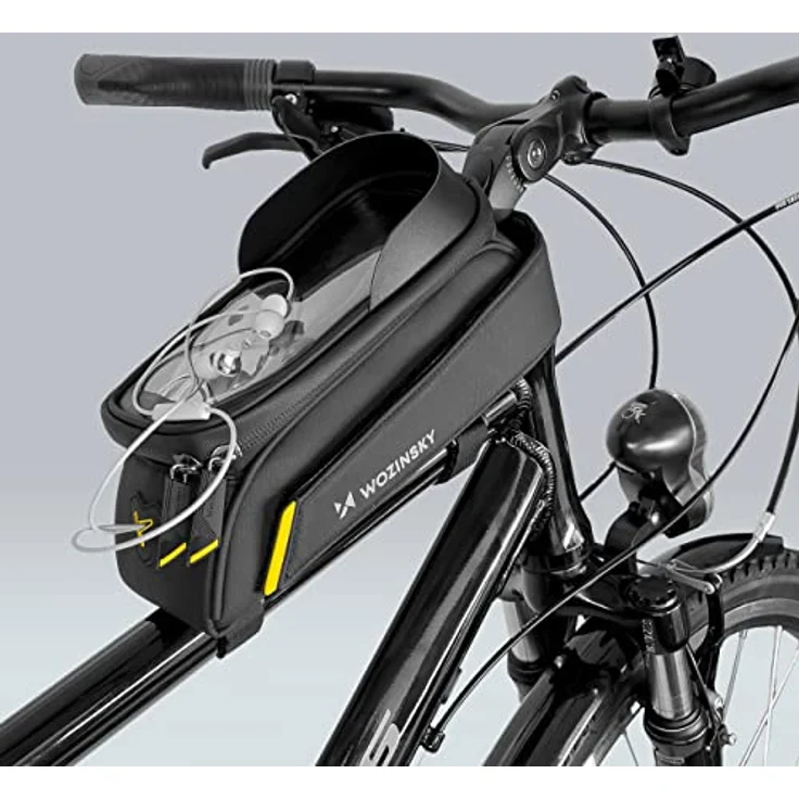 Wozinsky WBB25BK Fahrradtasche, rahmenmontierte, wasserdichte Tasche für Fahrräder, 2L, schwarz, mit Handyhalterung und Kopfhöreranschluss – Bild 6