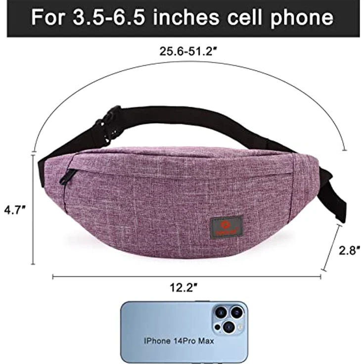 TINYAT Gürteltasche Bauchtasche T201, Wasserabweisende Handy Hüfttasche für Wandern und Outdoor Aktivitäten, lila – Bild 3