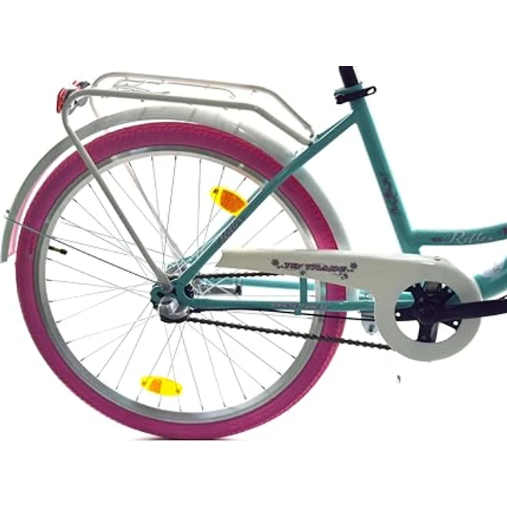 T&Y Trade 24 Zoll Kinder Mädchen City Fahrrad Nexus Nabenschaltung STVO Beleuchtung Reflex Blau mit Pink 3 Gang – Bild 3