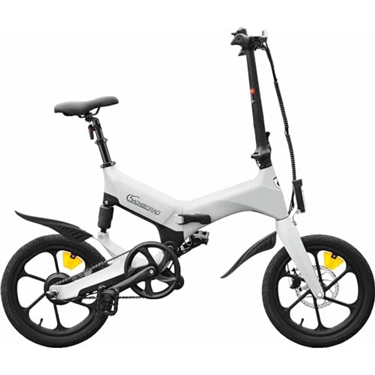 SachsenRAD E-Folding Race Bike F12, IF Design Gewinner, magnesiumleichter Rahmen 19 kg, Elektrofahrrad mit 2-stufiger Teleskopsattelstütze, klappbar, StVZO-zugelassen, weiß