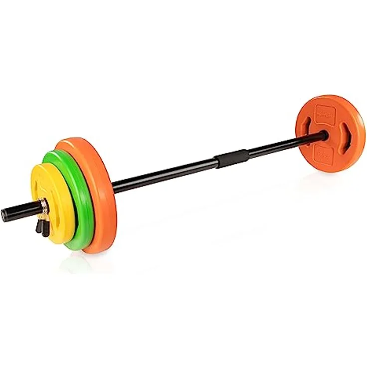 Tunturi Hantelset für Aerobic - Pumpset 20 kg - Hantelset, Hantelset mit Langhantel - Hantelscheiben und Federverschlüsse - Krafttraining