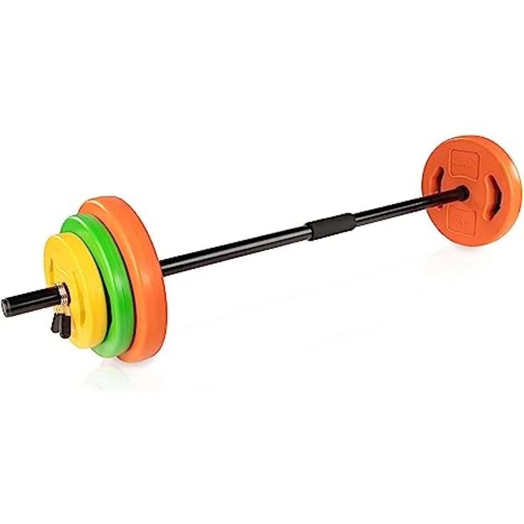 Tunturi Hantelset für Aerobic - Pumpset 20 kg - Hantelset, Hantelset mit Langhantel - Hantelscheiben und Federverschlüsse - Krafttraining – Bild 1