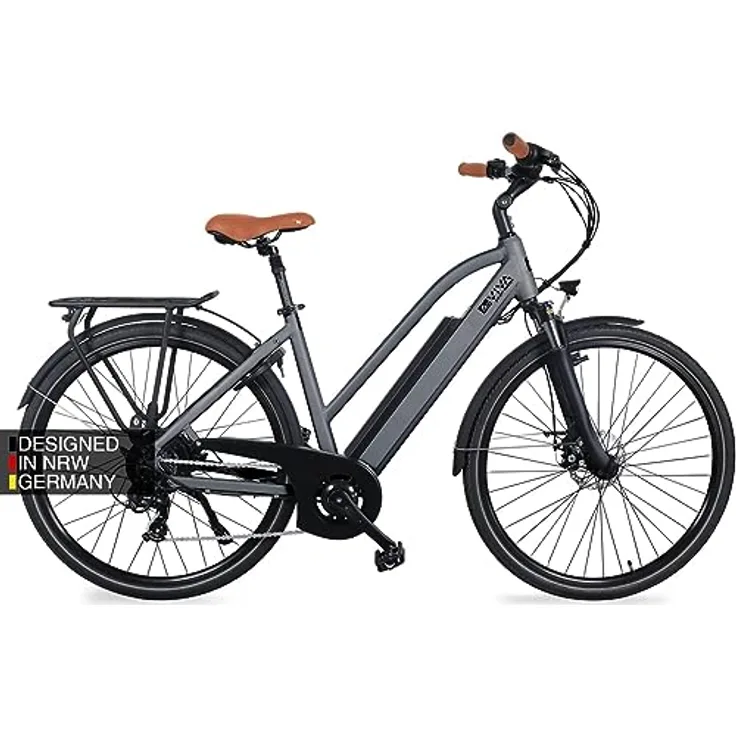 AsVIVA E-Bike CityBike B15_FBA 28 Zoll Pedelec in Grau mit extra starkem Akku, Damen & Herren Trekking E-Bike
