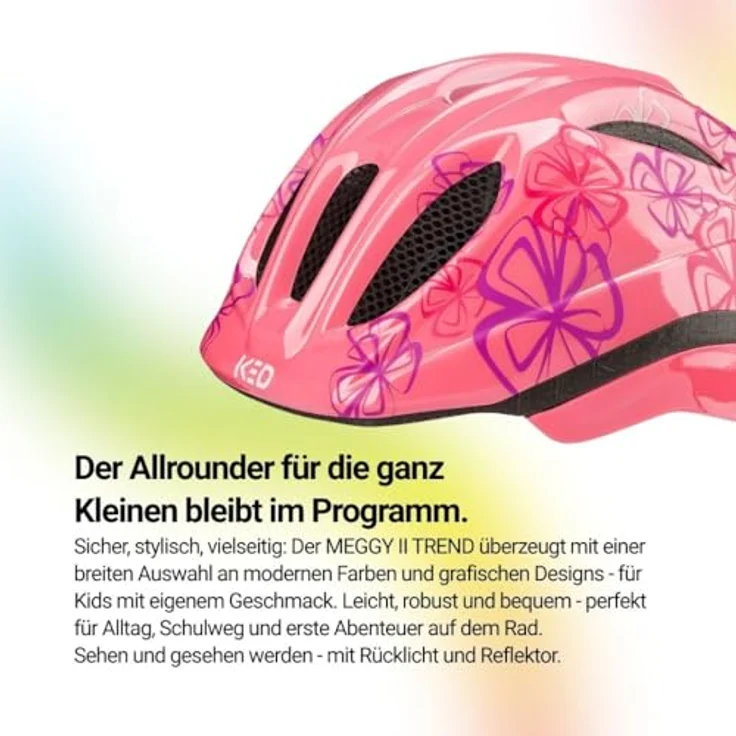 KED Meggy II Trend, Kinder Fahrradhelm mit Insektenschutznetz und integriertem LED-Rücklicht, Soft Pink Flower, 46-51 (S) – Bild 3