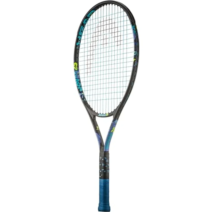 HEAD Novak 25 Tennisschläger, Schwarz/Blau, mit Damp+ Einsatz für Komfort und individueller Header-Karte für 8-10 Jahre – Bild 1