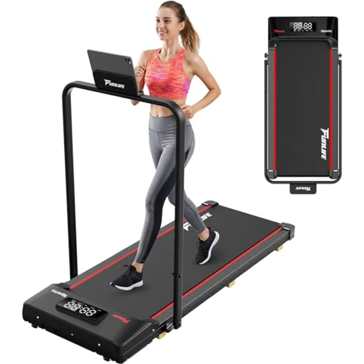 FunLife F1 Laufband klappbar, 3-in-1 Walking Pad mit Haltegriff, leise & kompakt, rot – Bild 1