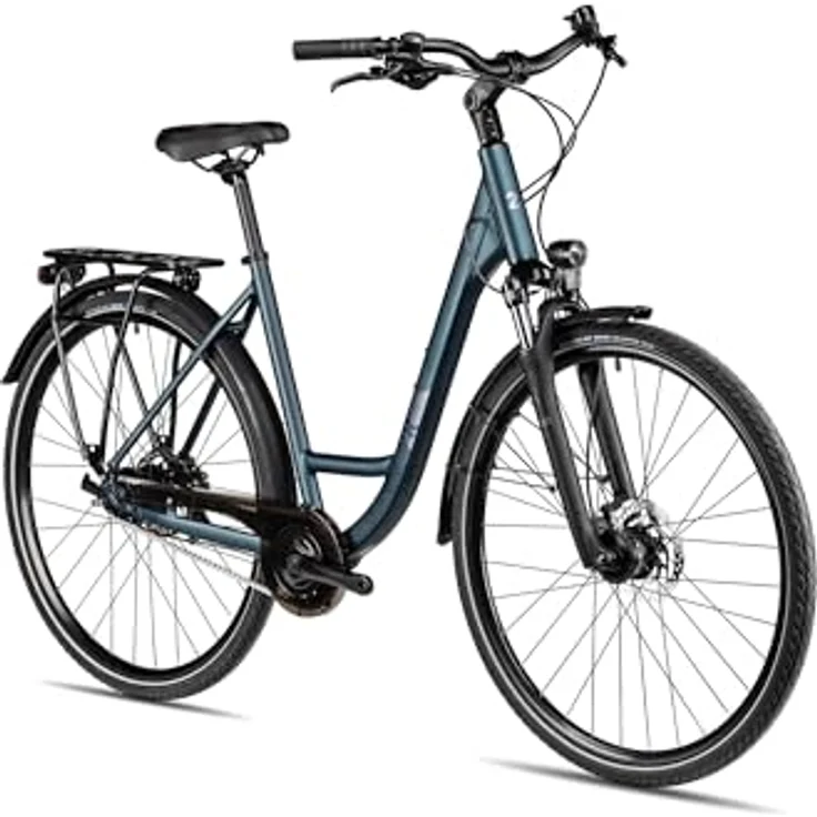 2R Manufaktur TRX ONE Wave, Damen-Citybike mit Tiefeinstieg, 28 Zoll, Dunkelblau, 56 cm, mit hydraulischen Scheibenbremsen und Federgabel – Bild 2