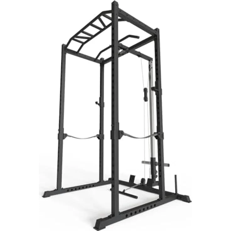 Atletica R5-Vega Power Rack | Power Cage mit Latzug | Multi-Grip Klimmzugstange, Safety Straps, J-Hooks & Weight-Pins | 213 cm Höhe | in Zwei Höhen verfügbar, Größe 213 cm – Bild 4