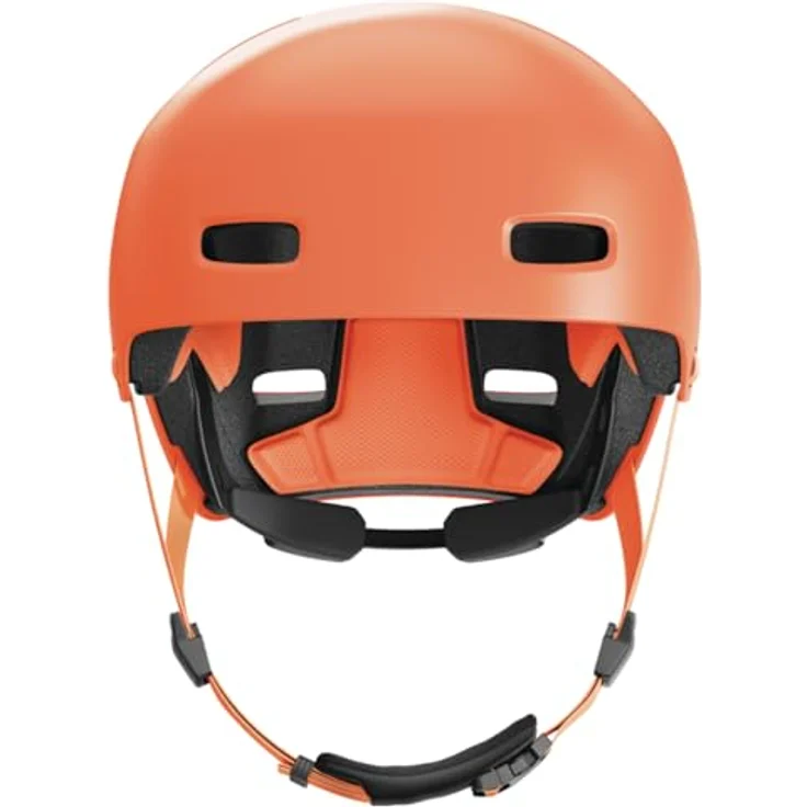 ABUS Fahrradhelm XOXO, Cityhelm im Skater-Look für Skateboard, Fahrrad und Scooter, optimiertes Kinnpolster, Größe S, mono orange – Bild 2