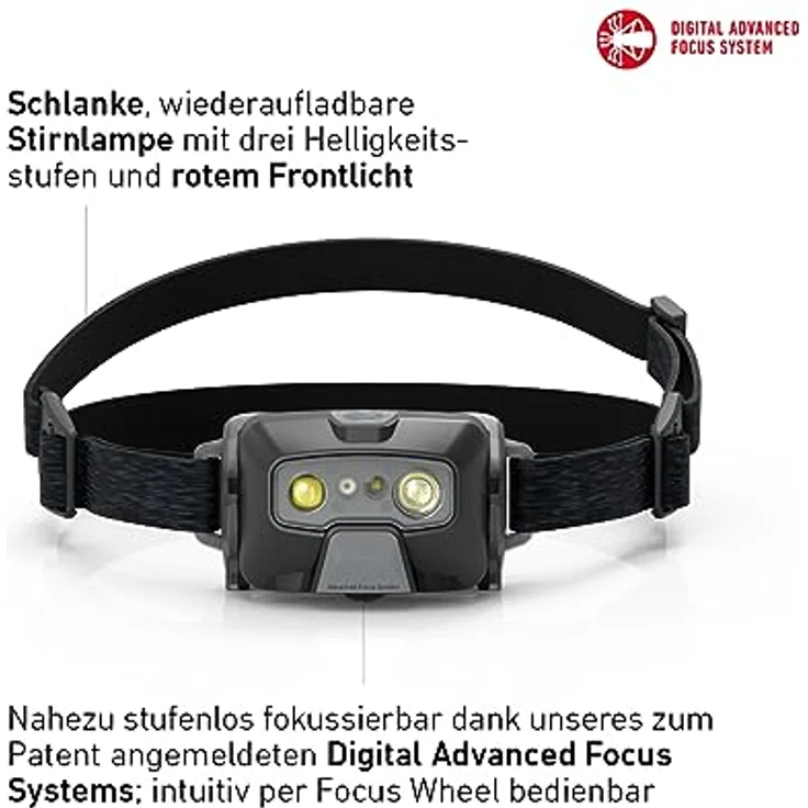 Ledlenser HF6R Core, aufladbare Stirnlampe mit 800 lm Lichtleistung, Digitalfokus und rotem Frontlicht, schwarz – Bild 2