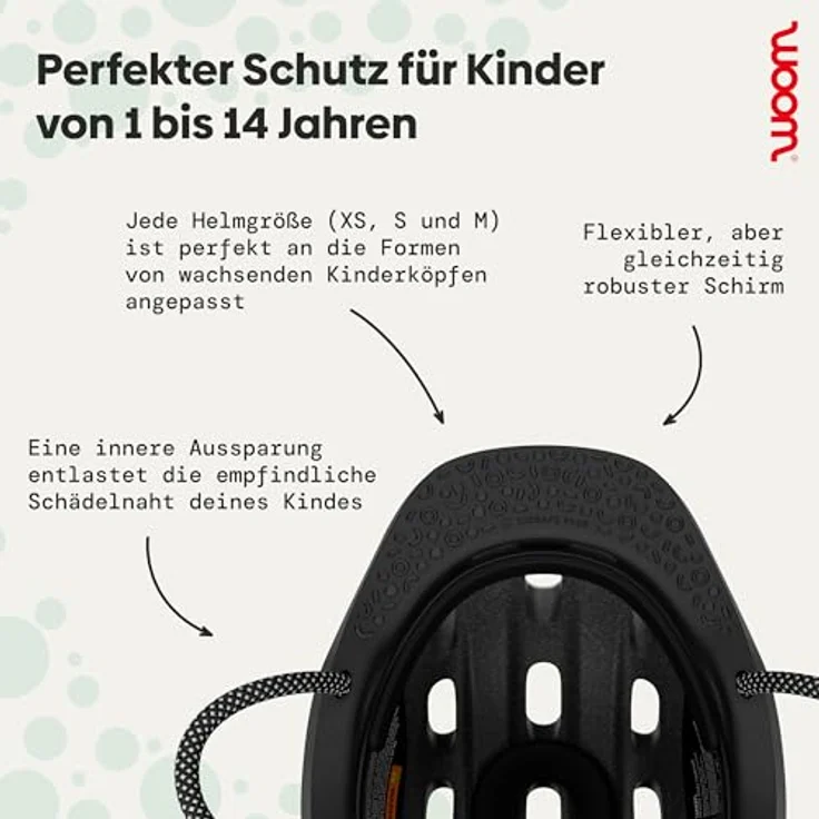 WOOM woom READY 3.0 Junior-Fahrradhelm, sicherer Kinderschutz für Kopfumfang 46–50 cm, Grün XS – Bild 3