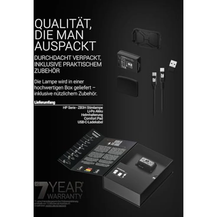 Zweibrüder LED Stirnlampe ZB3H, Focus-Function, aufladbar über USB-C, Aluminiumgehäuse, Rotlicht – Bild 8