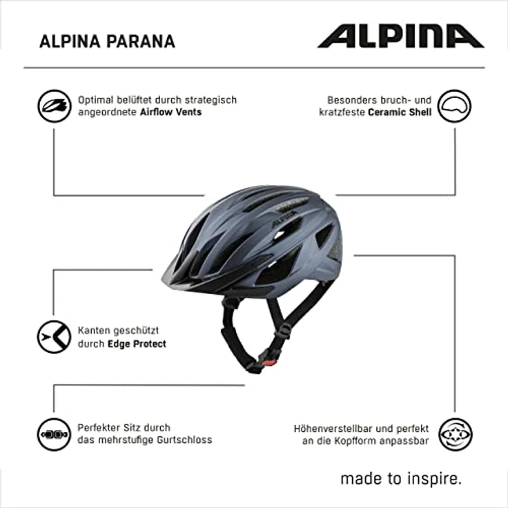 Alpina Parana Indigo Matt, Größe 51 - 56 cm - Fahrradhelm, Farbe Blau – Bild 7