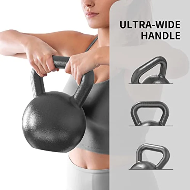 PROIRON Kettlebell Professional Kugelhantel aus Gusseisen, 16kg Gewichten Guss Schwunghantel Kugelgewicht Krafttraining - Schwarz Kettlebells – Bild 3