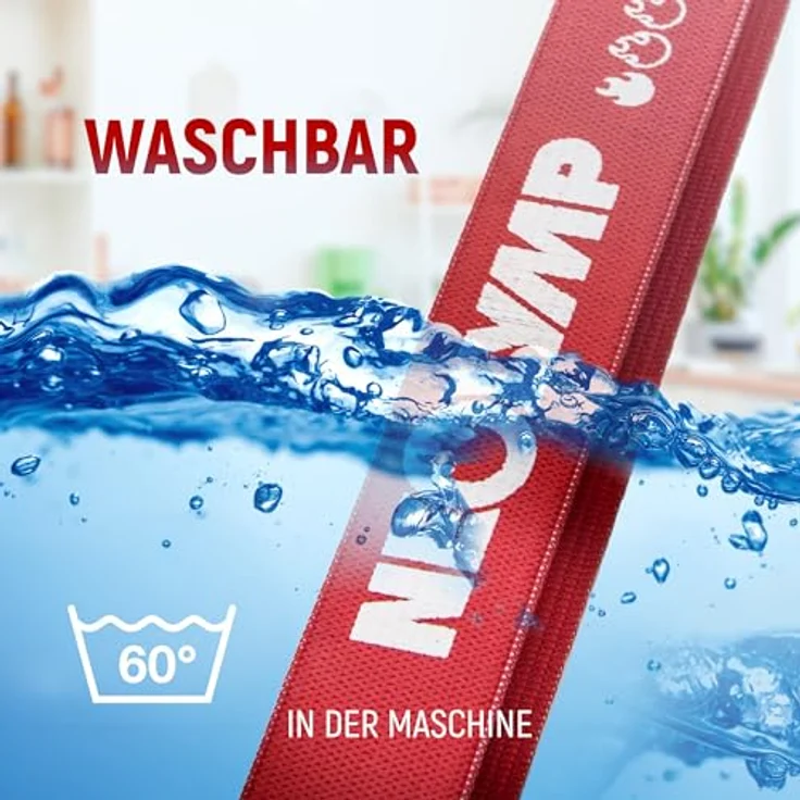 NEOLYMP Kurze Fitnessbänder Stoff, 5er Set mit waschbaren Resistance Bands in rot, orange, grün, blau und schwarz, inkl. Fitness Trainingsprogramm E-Book – Bild 3