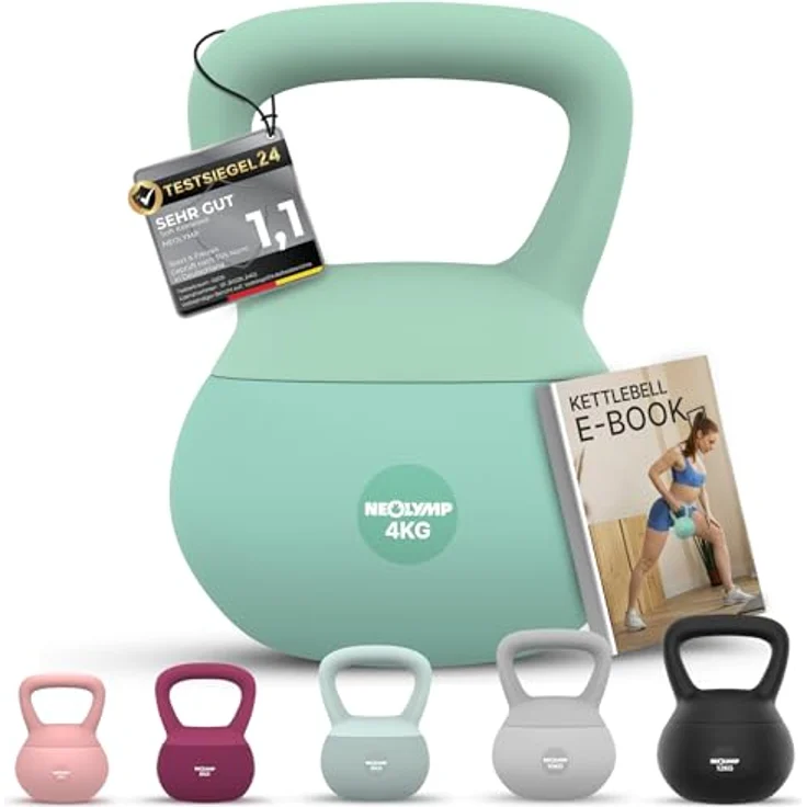 NEOLYMP Soft Kettlebell 2-12 kg, bodenschonende & leise Kugelhantel mit Eisensandfüllung und ergonomischem Softgriff – Bild 1