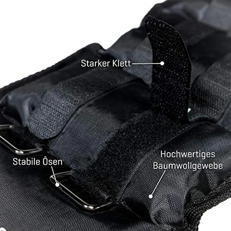Sporttrend 24 | Gewichtsmanschetten 1,0kg im Set | maximaler Halt durch starken Klettverschluss | für Kraft und Ausdauerübungen (Schwarz: 2 x 1,0kg) – Bild 3