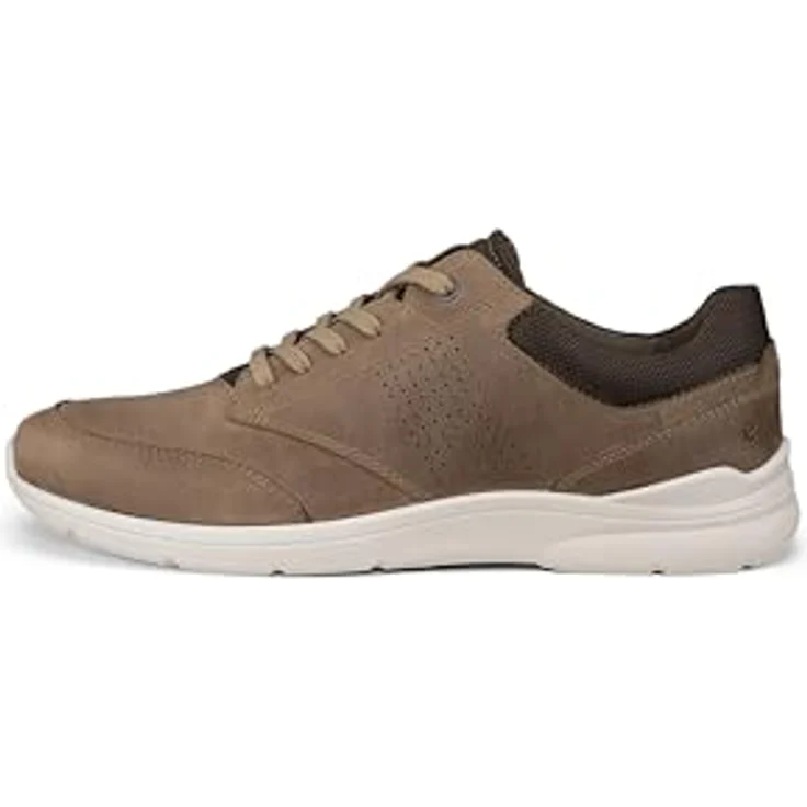Ecco Irving Lace Sneakers, Herrenschuhe aus hellbraunem Nubuckleder mit herausnehmbarem Fußbett und flexibler PU-Sohle – Bild 2