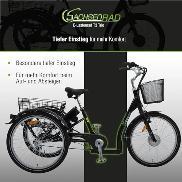 SachsenRad E-Lastenrad T3A Trio Edition 2024 Schwarz mit Alarmanlage, LCD Display und StVZO-Zugelassung – Bild 5