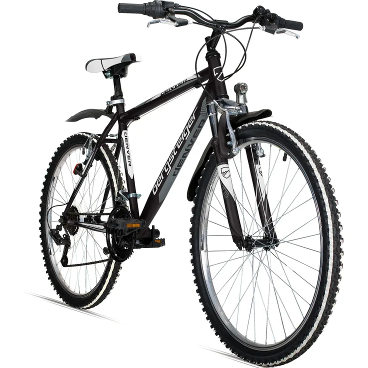 Bergsteiger Denver 26 Zoll Mountainbike, geeignet ab 155 cm, 18 Gang-Schaltung, Licht, Schutzblech, Gabel-Federung, verschiedene Farben verfügbar